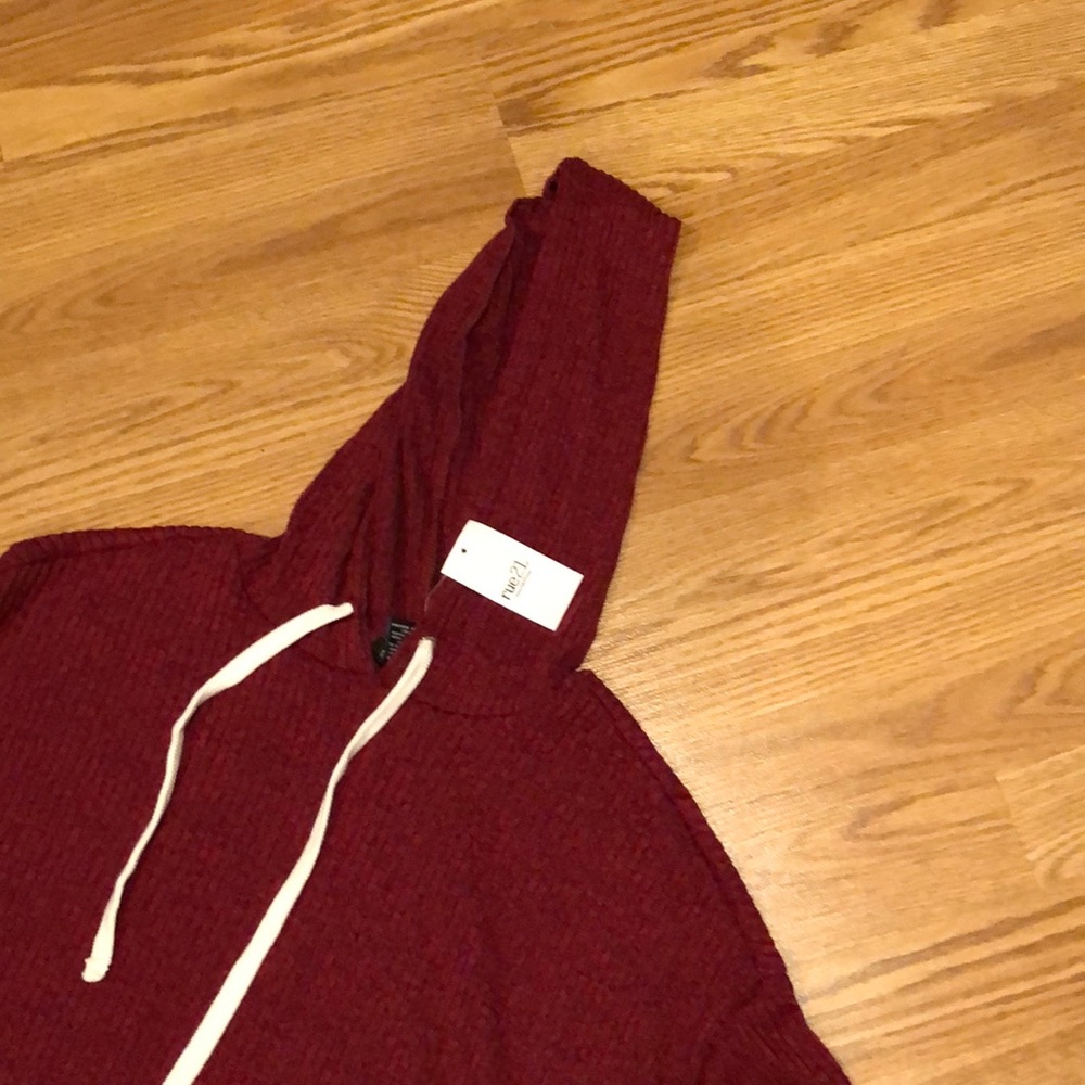 NWT hooded ribbed burgundy sweater women size M - Picture 2 of 5